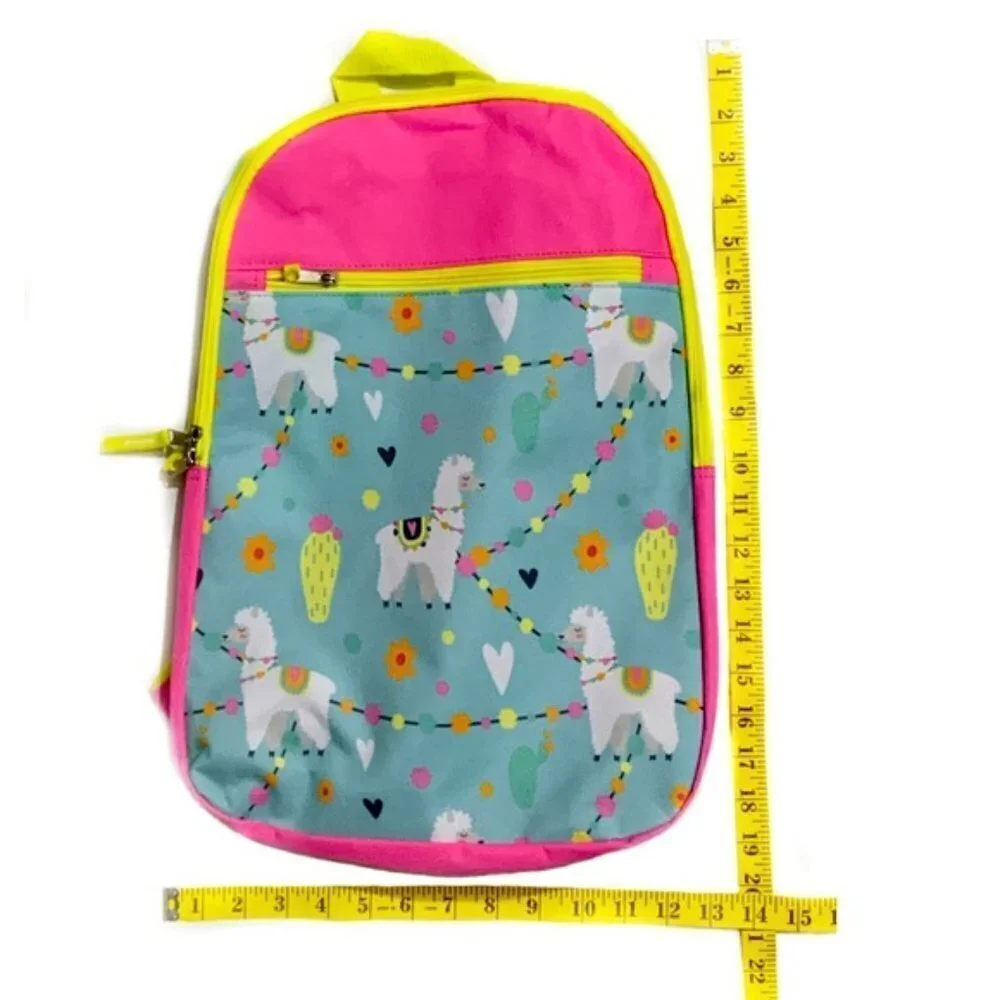 Trailmaker LLAMA Print Backpack Kids Girls Adjustable  Padded  Straps  Pink Blue